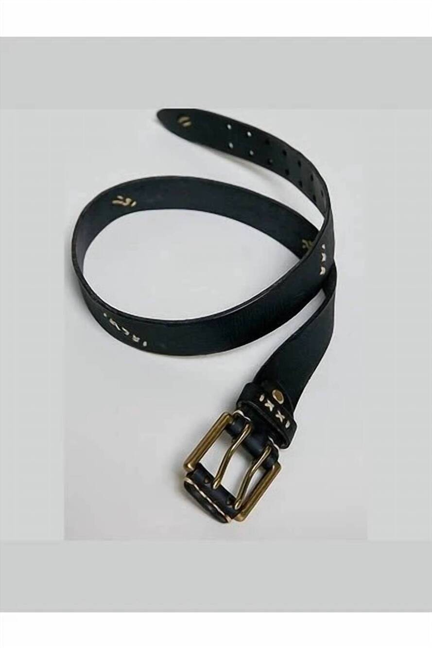 NEW POL women's night trail leather belt in black - Picture 2 of 4